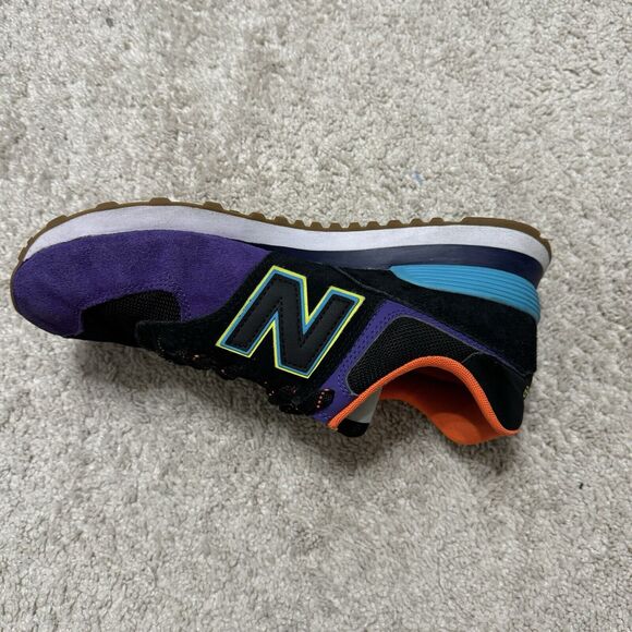 New Balance 574 Men’s Size 9 Black Purple Orange Blue Custom ML574PT2 - Picture 13 of 16